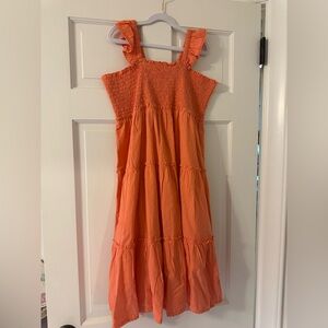Roller Rabbit, NWOT, Orange Ruffled Kids Dress, size 14Y